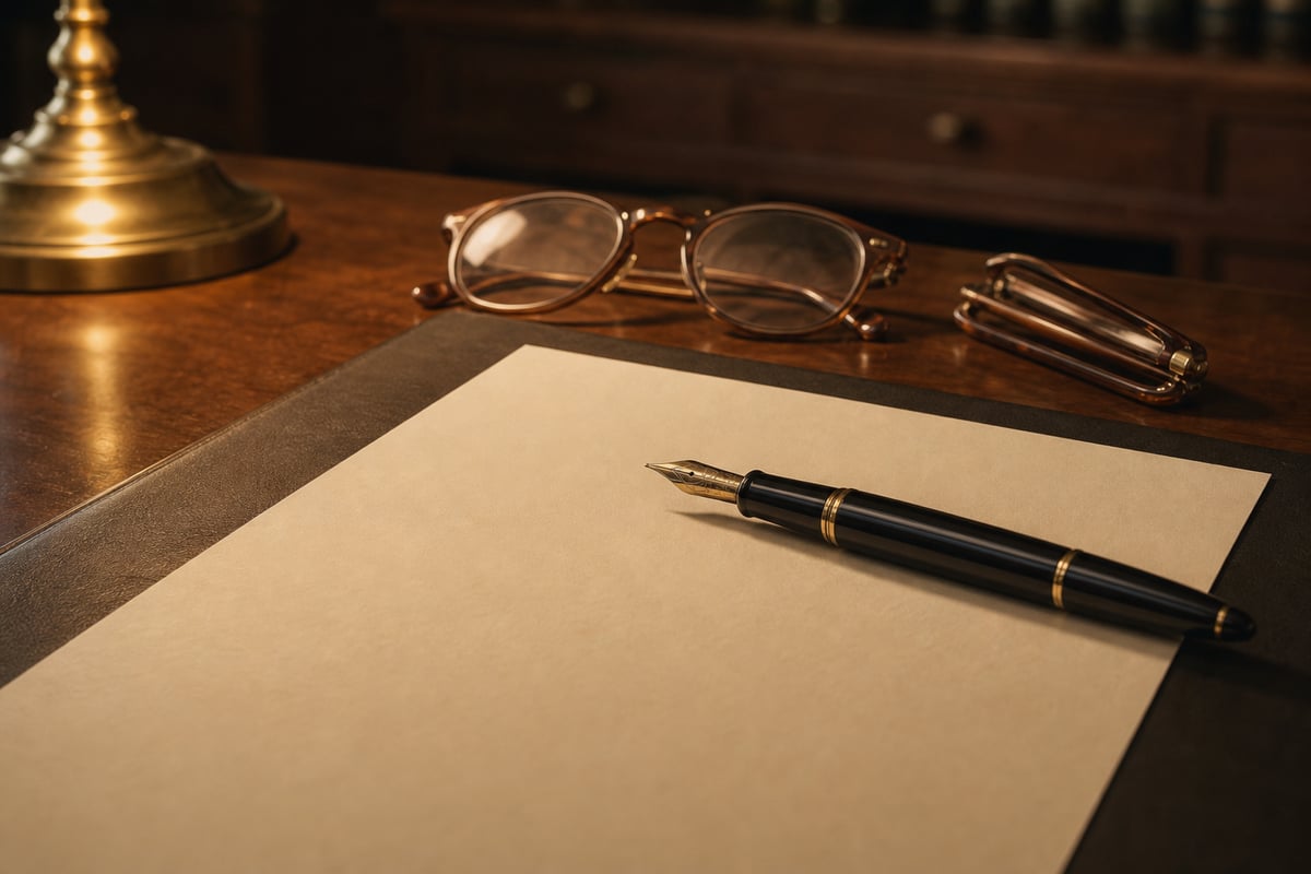 A fountain pen resting on the signed page
